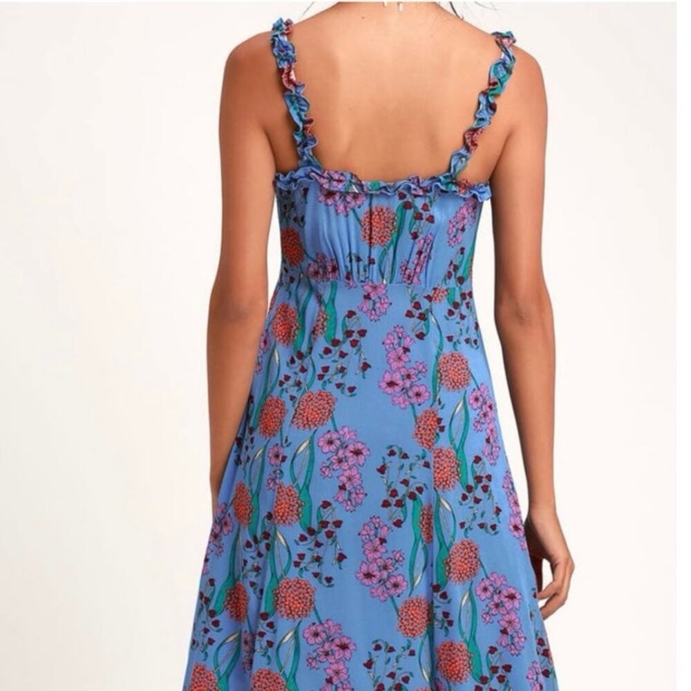 ASTR The Label blended blue knee length crepe sundress tea dress M medium - Picture 4 of 16